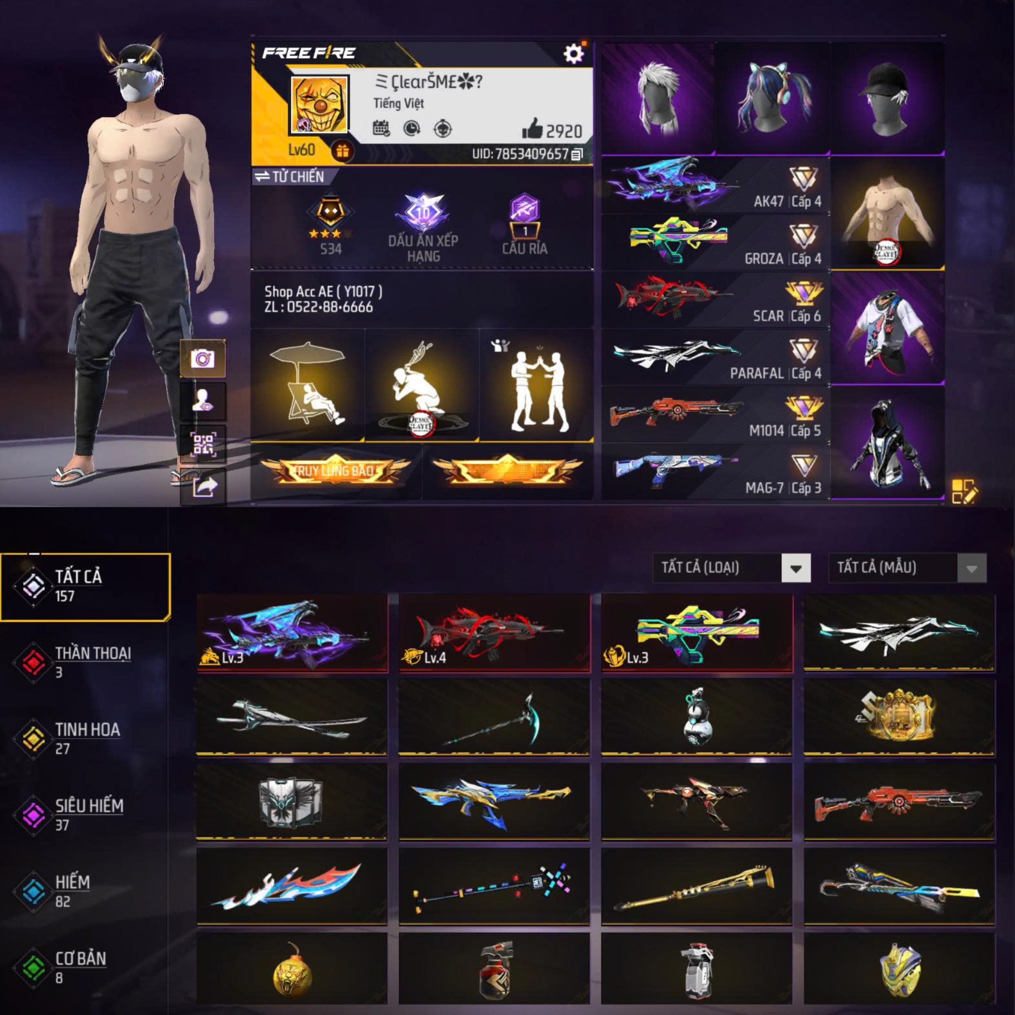 Tài khoản Free Fire 1M 2M #Y1017