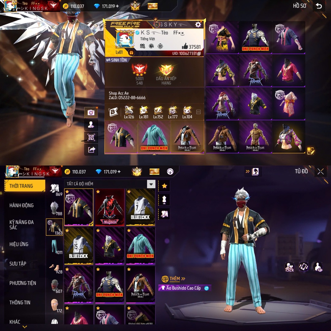 Tài khoản Free Fire Siêu Phẩm #FA1134