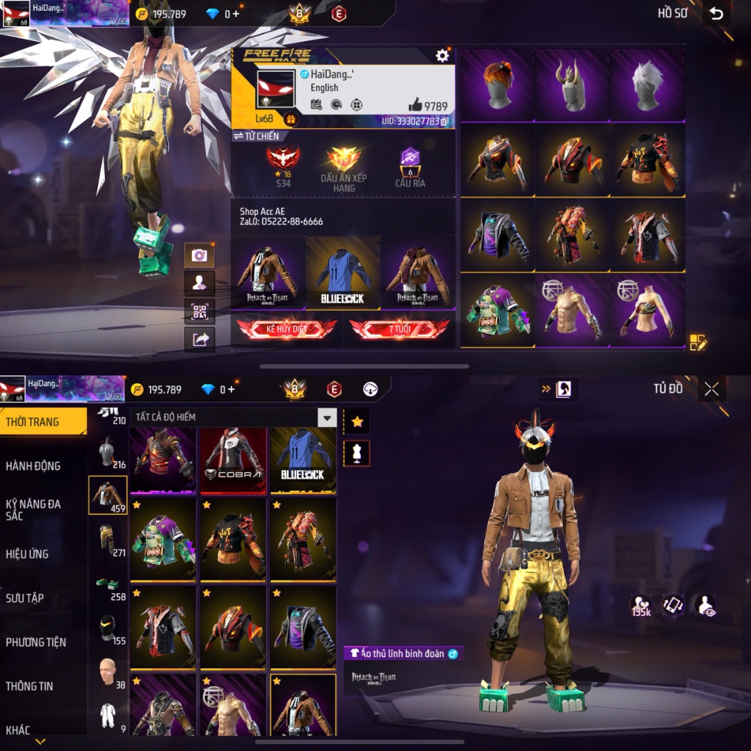 Tài khoản Free Fire 10M 20M #FA1094