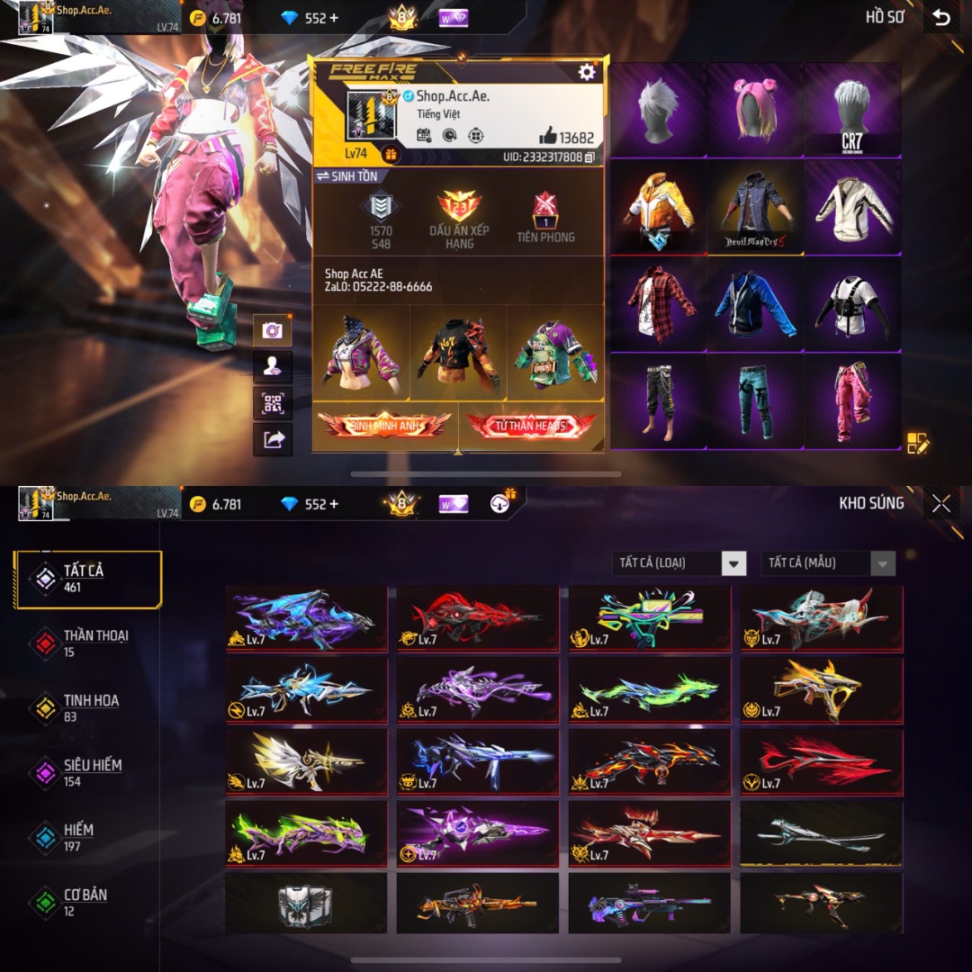 Tài khoản Free Fire Siêu Phẩm #FA1086