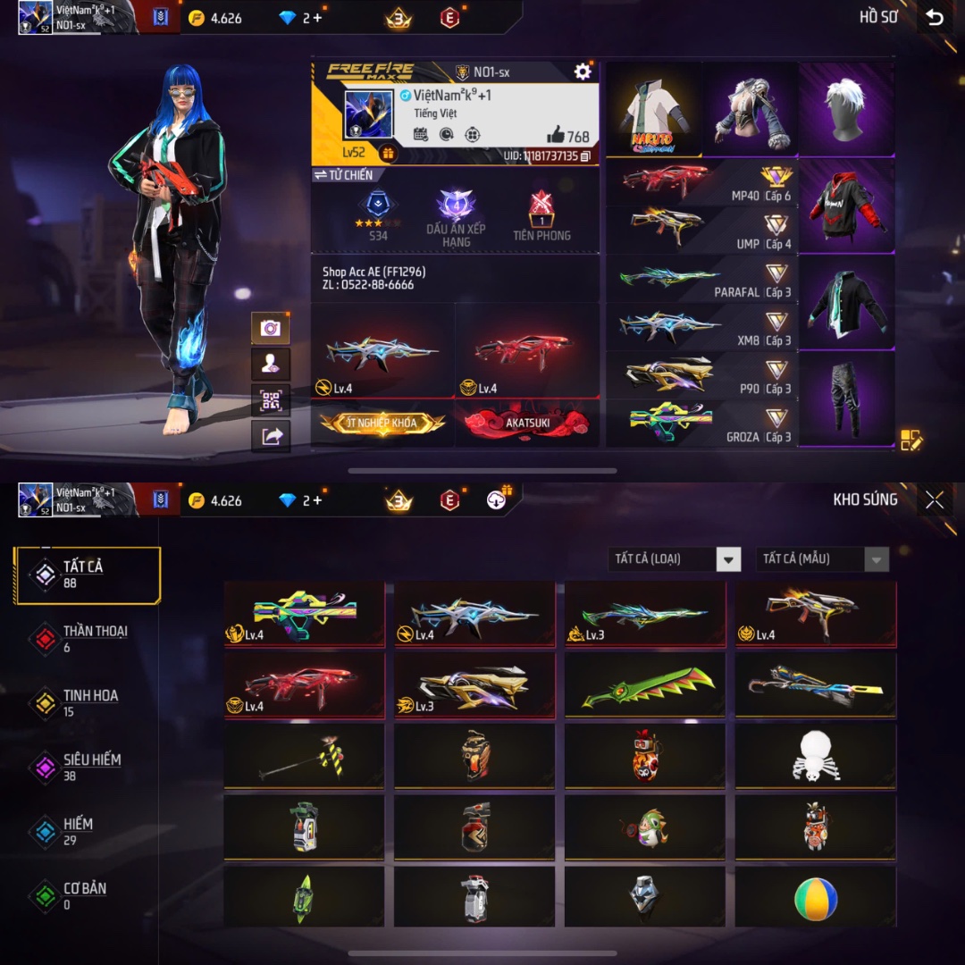 Tài khoản Free Fire 1M 2M #FF1296