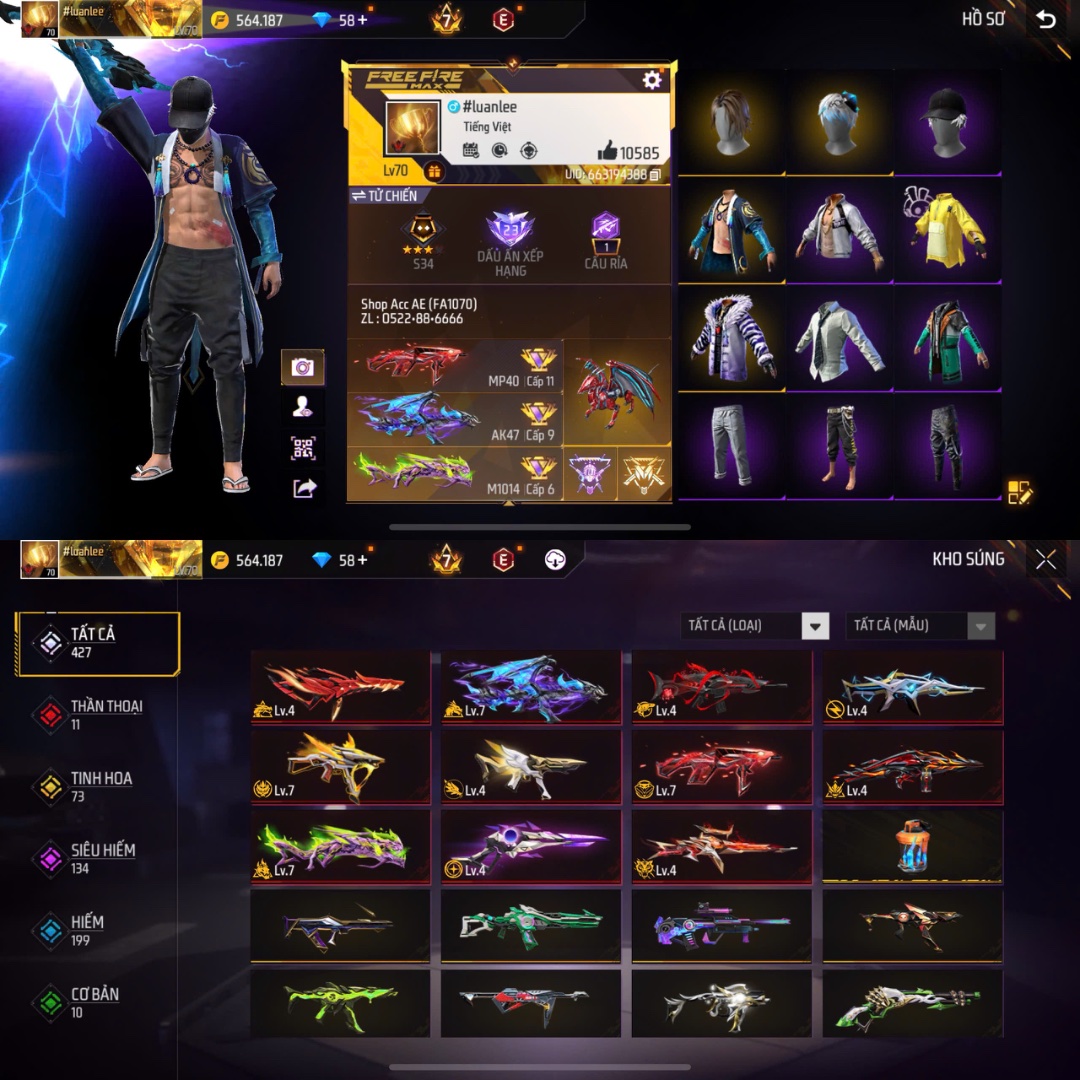 Tài khoản Free Fire 2M 5M #FA1070